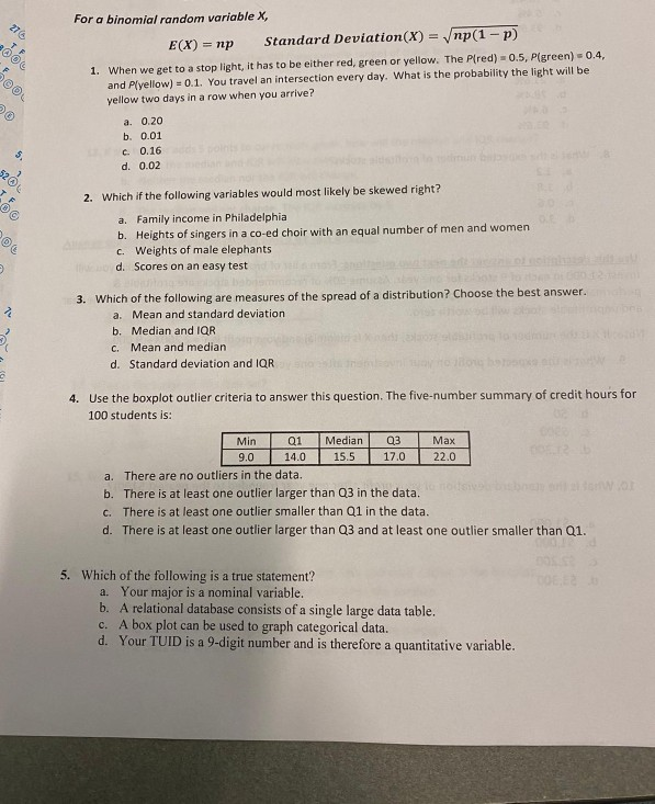 Solved For a binomial random variable X, E(X) = np Standard | Chegg.com