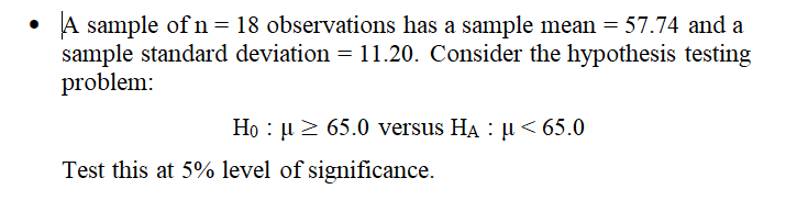 Solved A sample of n=18 observations has a sample mean | Chegg.com