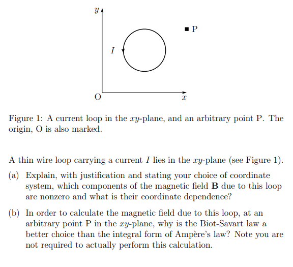 Solved y P 1 ( ) 2 Figure 1: A current loop in the xy-plane, | Chegg.com