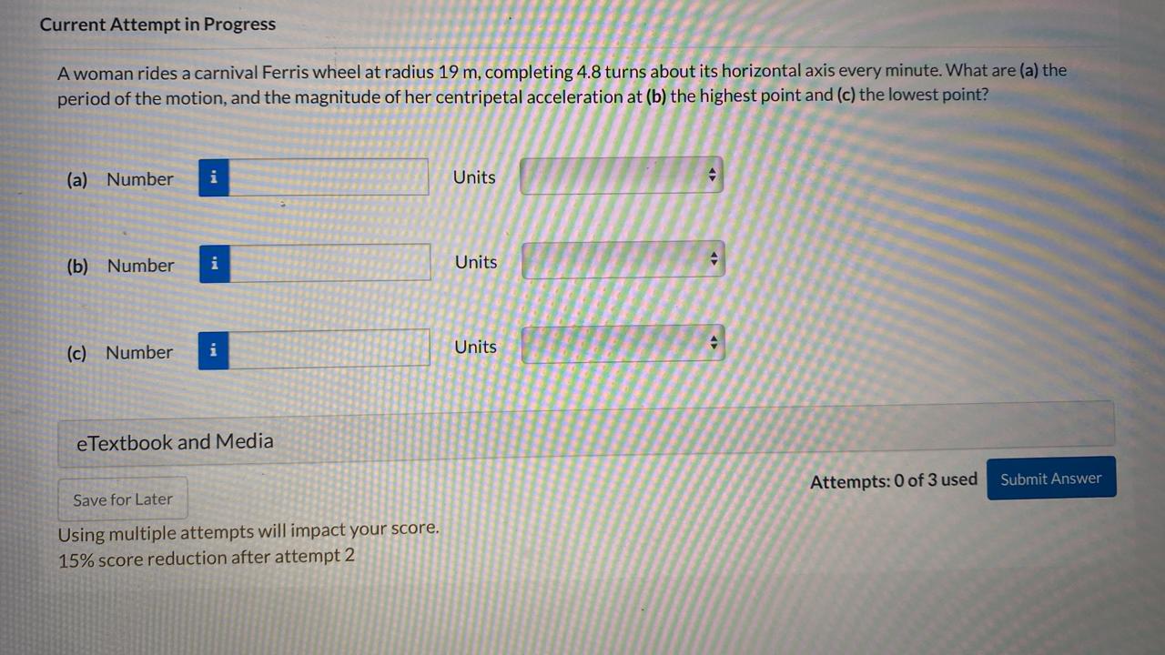 Solved A woman rides a carnival Ferris wheel at radius 19 m,