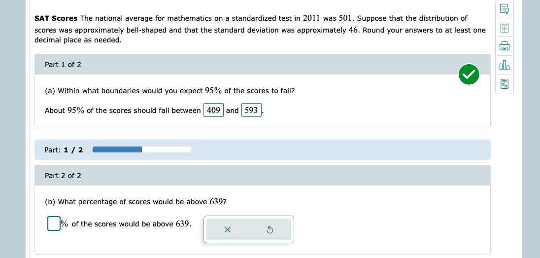 Solved SAT Scores The national average for mathematics on a