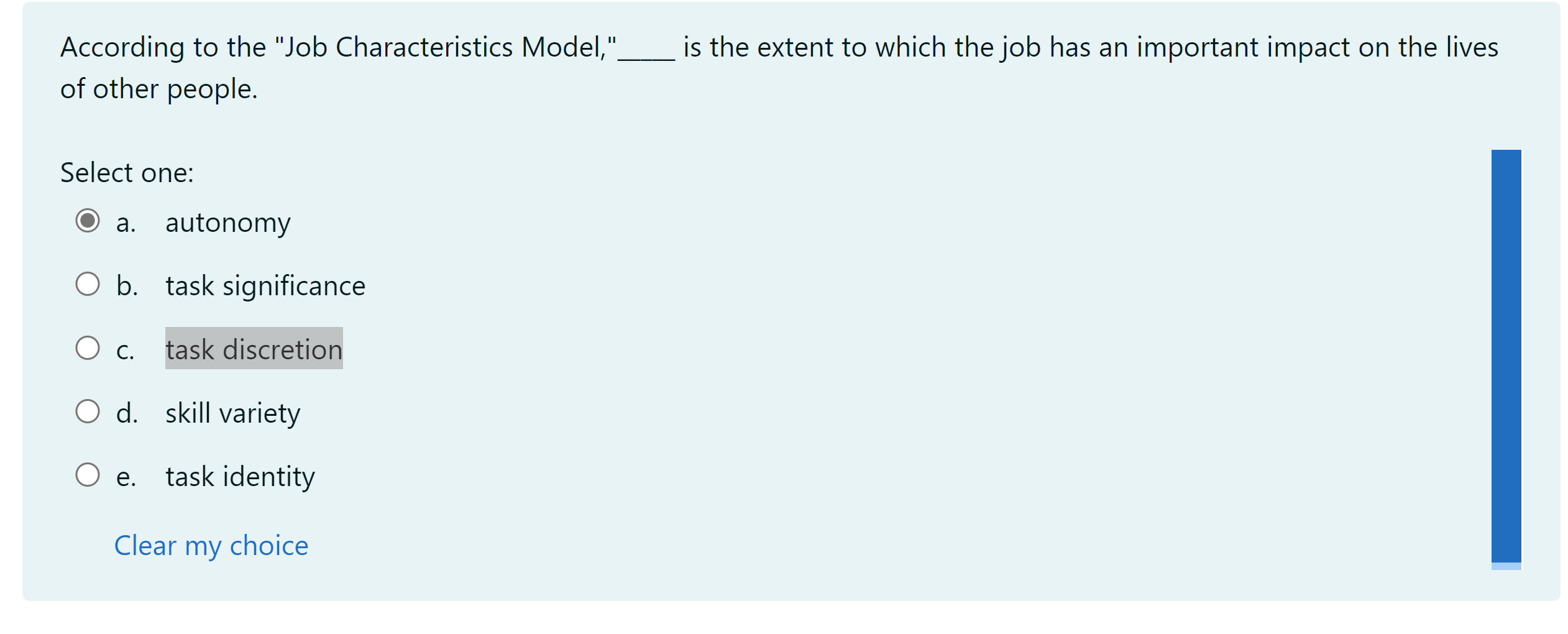 Solved is the extent to which the job has an important | Chegg.com