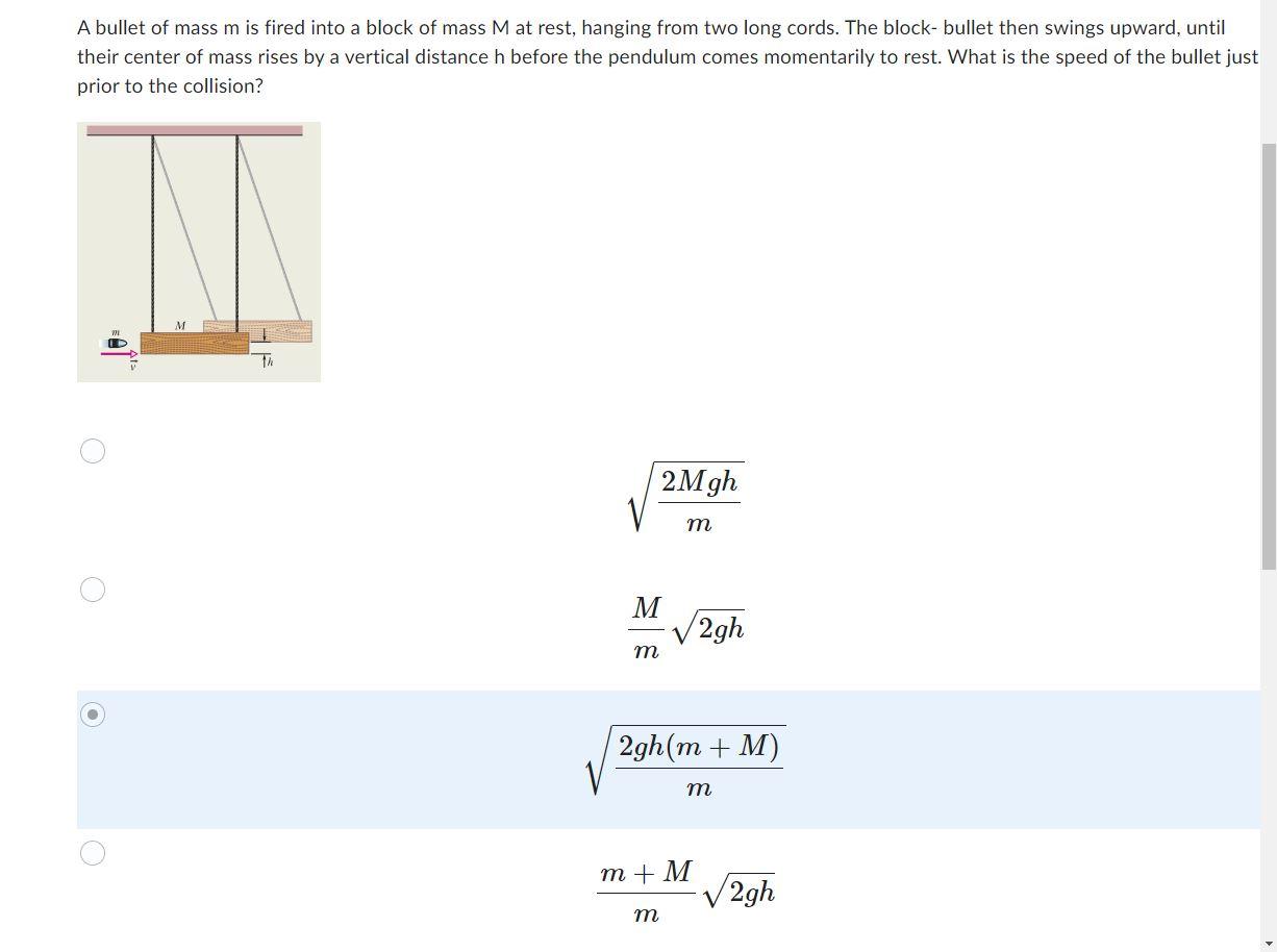 Solved A Bullet Of Mass M Is Fired Into A Block Of Mass M At | Chegg.com