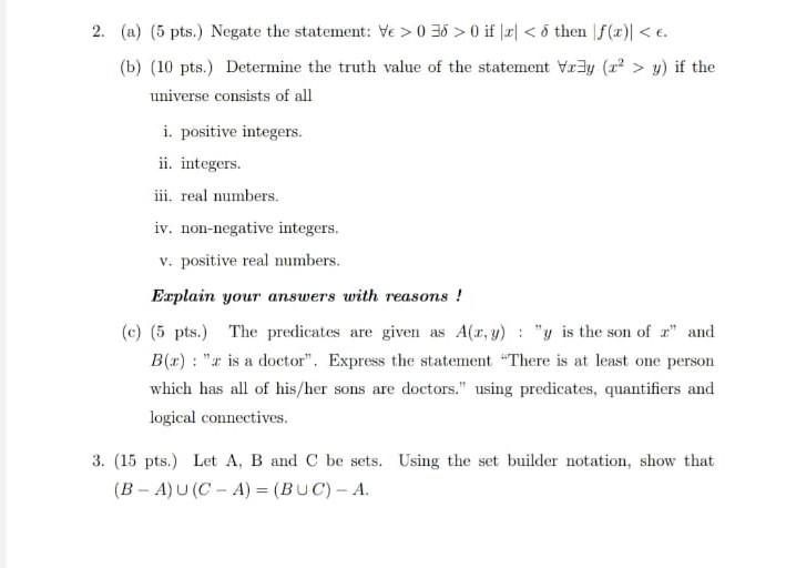 Solved 2 A 5 Pts Negate The Statement Ve 0 38 Chegg Com