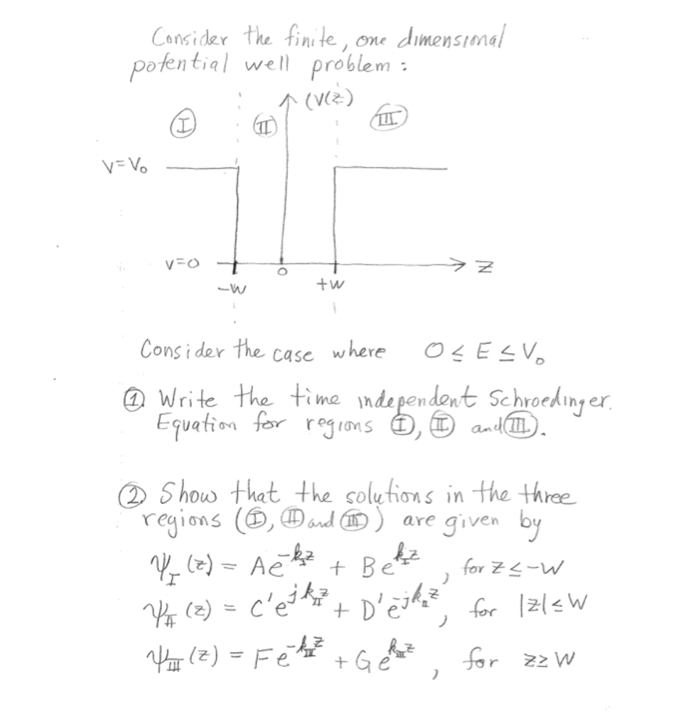 See below for a finite one dimensional well problem, | Chegg.com