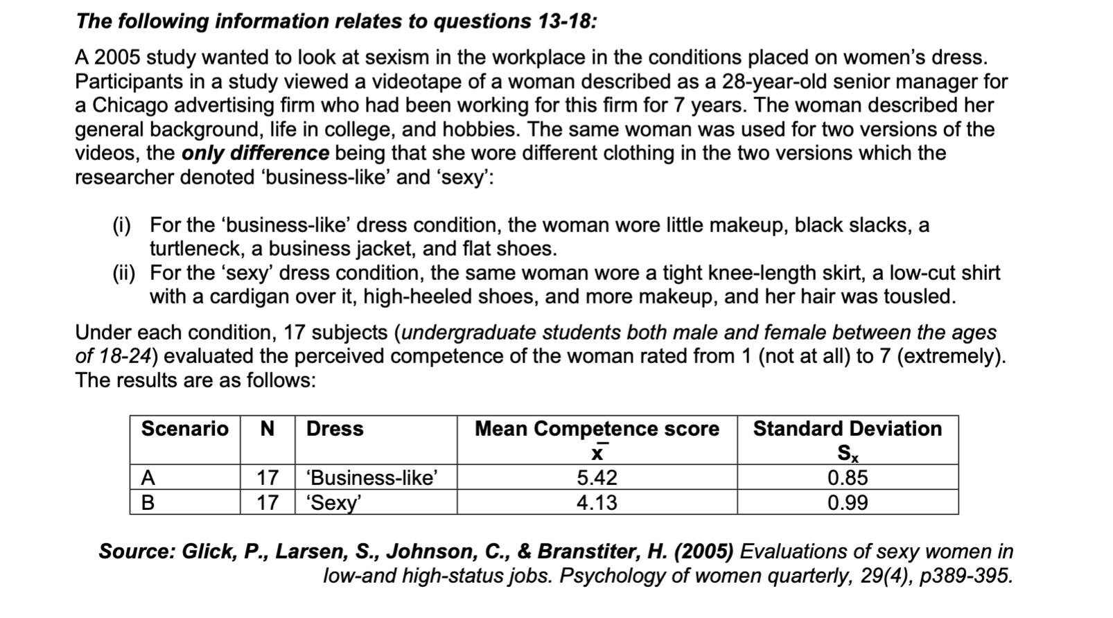 Solved The following information relates to questions 13-18: | Chegg.com