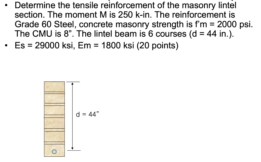 Solved Determine the tensile reinforcement of the masonry