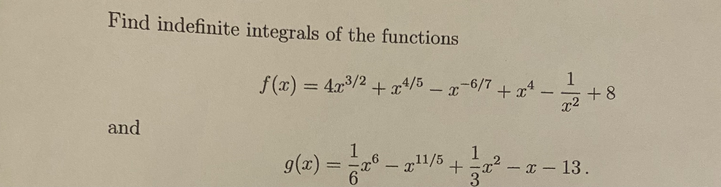 Solved Find indefinite integrals of the functions | Chegg.com