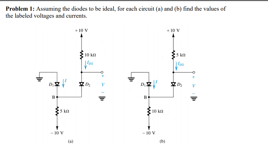 Solved Problem 1: Assuming The Diodes To Be Ideal, For Each | Chegg.com