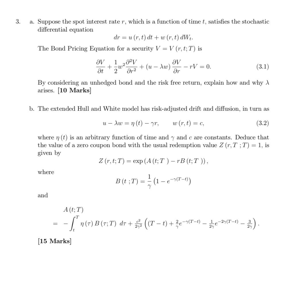 Solved a. Suppose the spot interest rate r, which is a | Chegg.com