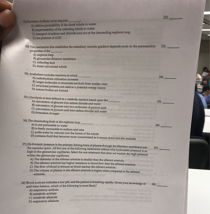 Solved 22) Excretion of dilute urine requires A) relative