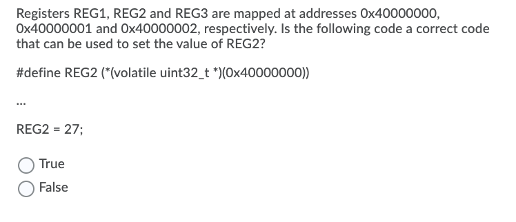 Solved Registers REG1, REG2 and REG3 are mapped at addresses | Chegg.com
