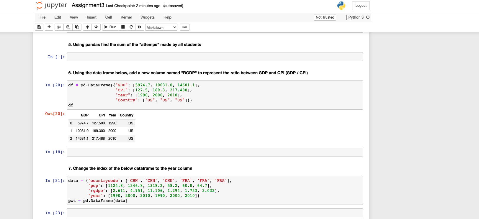 Solved © jupyter Assignment3 Last Checkpoint: 2 minutes ago | Chegg.com