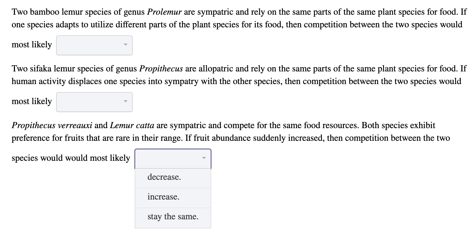 Solved Two bamboo lemur species of genus Prolemur are | Chegg.com