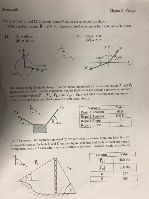 Solved Homework Chapter 2 - Vectors For questions 11 and 12, | Chegg.com