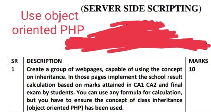 (SERVER SIDE SCRIPTING) Use object oriented PHP SR | Chegg.com