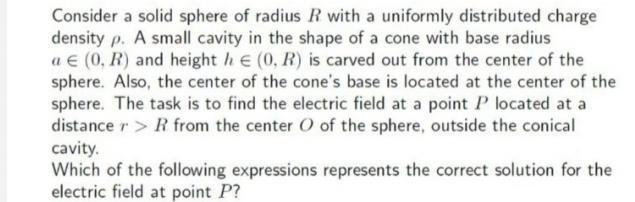 Solved Consider a solid sphere of radius R with a uniformly | Chegg.com