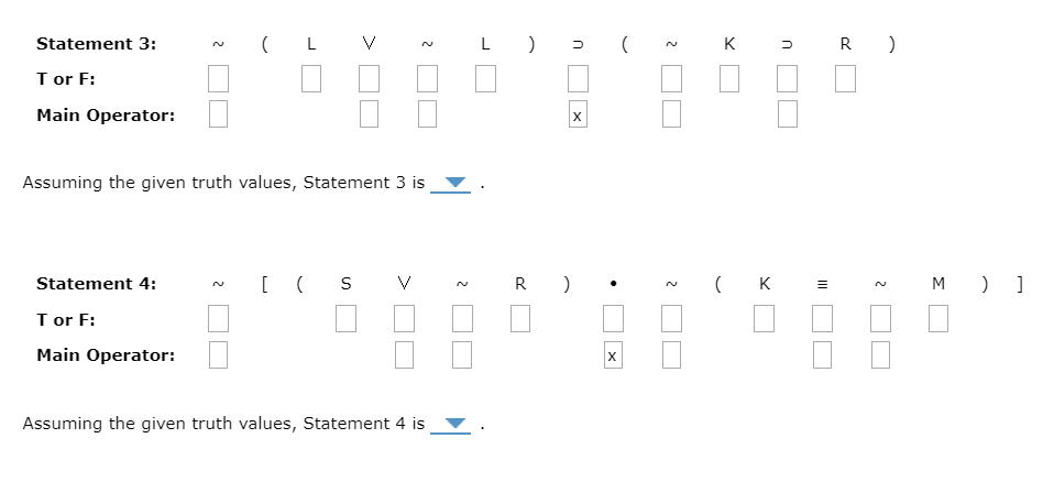 Solved Given Truth Values True False K Q L R M S (м - R. V 2 | Chegg.com