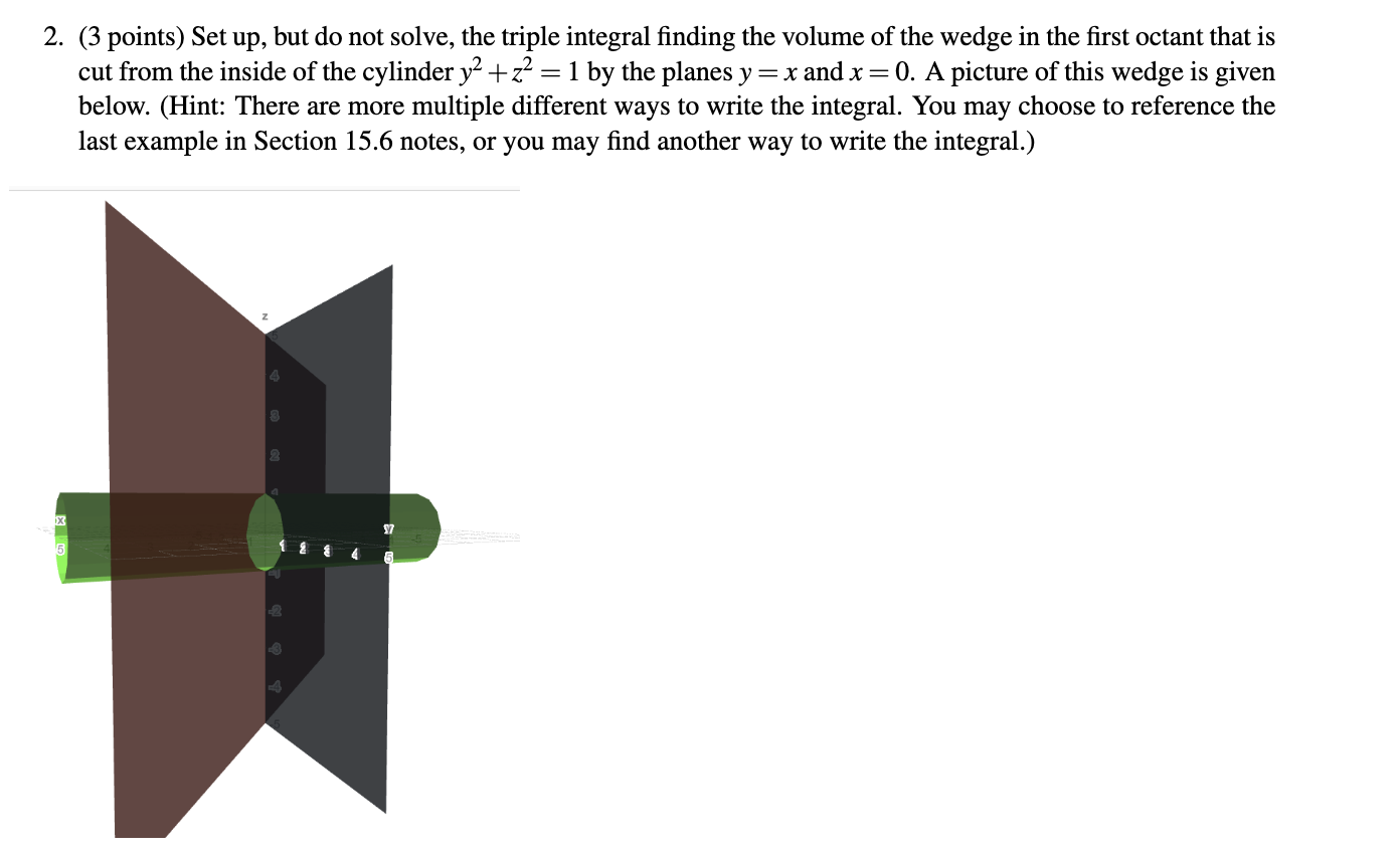 (3 points) Set up, but do not solve, the triple | Chegg.com