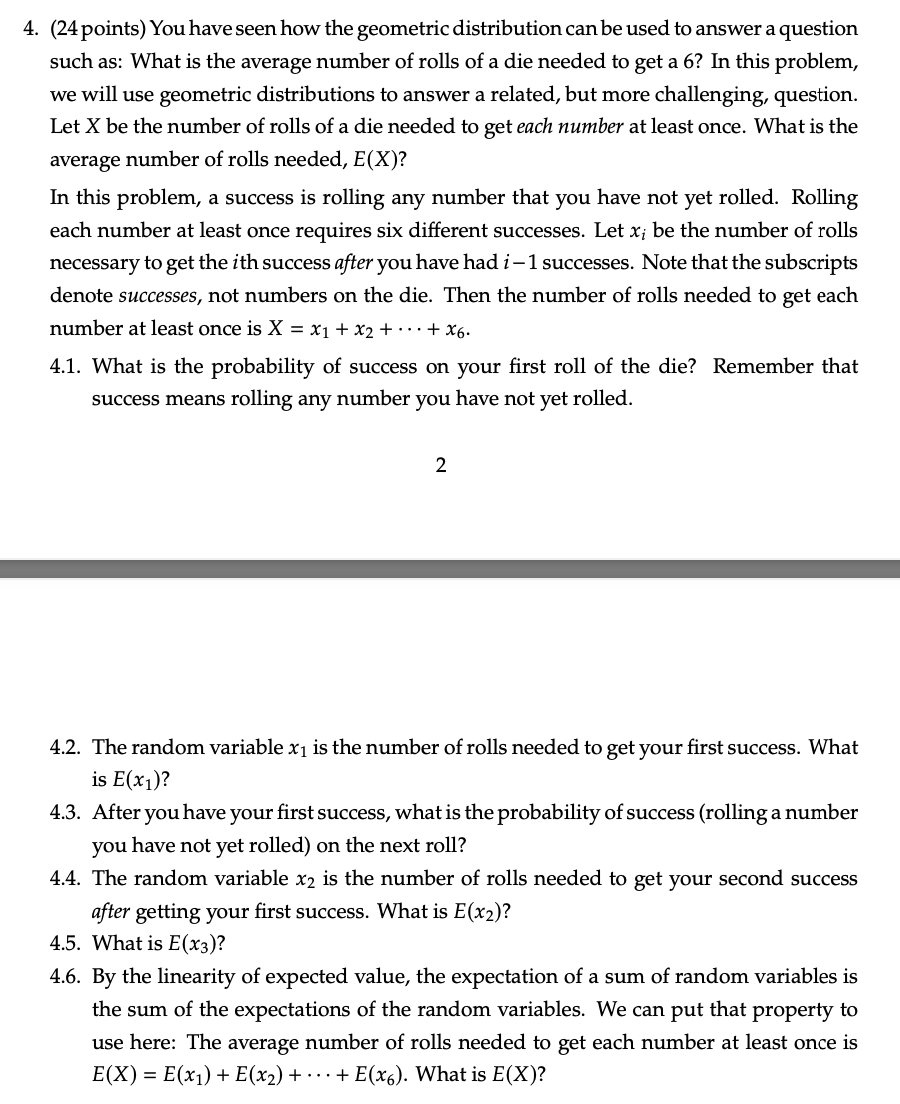Solved 4. (24 points) You have seen how the geometric