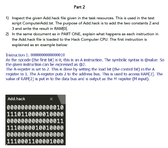 Solved Part 1 1) Write an HDL program Computer.hdl to | Chegg.com