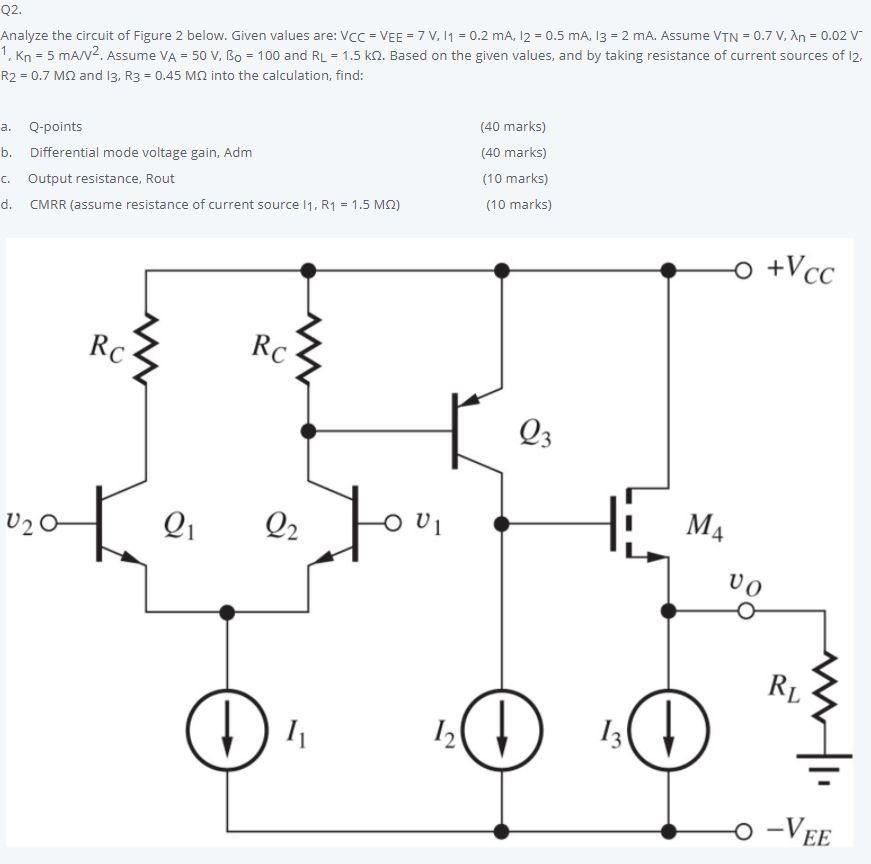 Solved Q2. Analyze the circuit of Figure 2 below. Given | Chegg.com