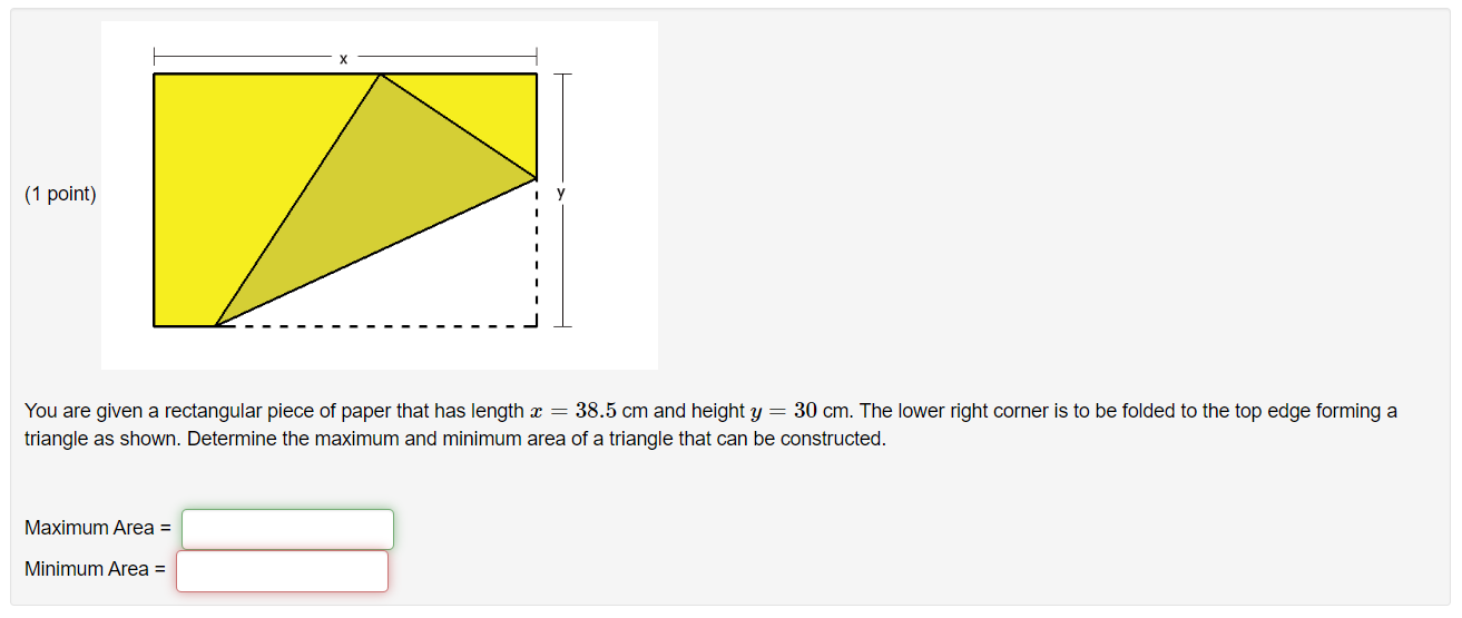 Solved X (1 point) You are given a rectangular piece of | Chegg.com