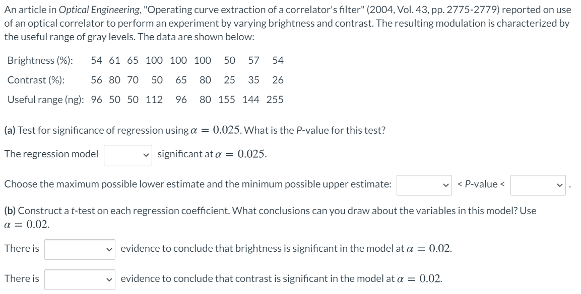Solved An article in Optical Engineering, "Operating curve