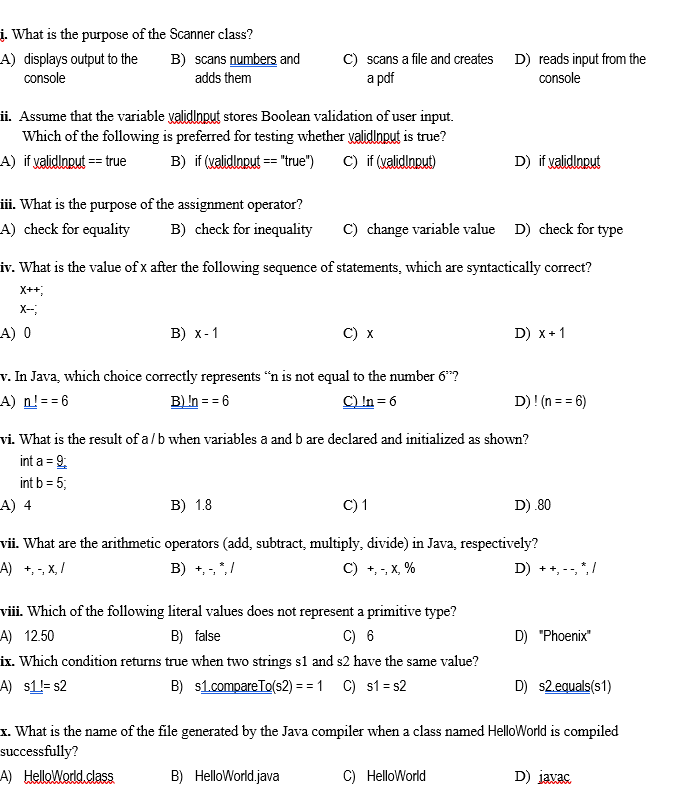 Solved 1. What is the purpose of the Scanner class? A) | Chegg.com