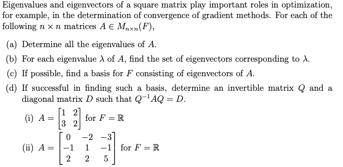 Solved Eigenvalues and eigenvectors of a square matrix play | Chegg.com