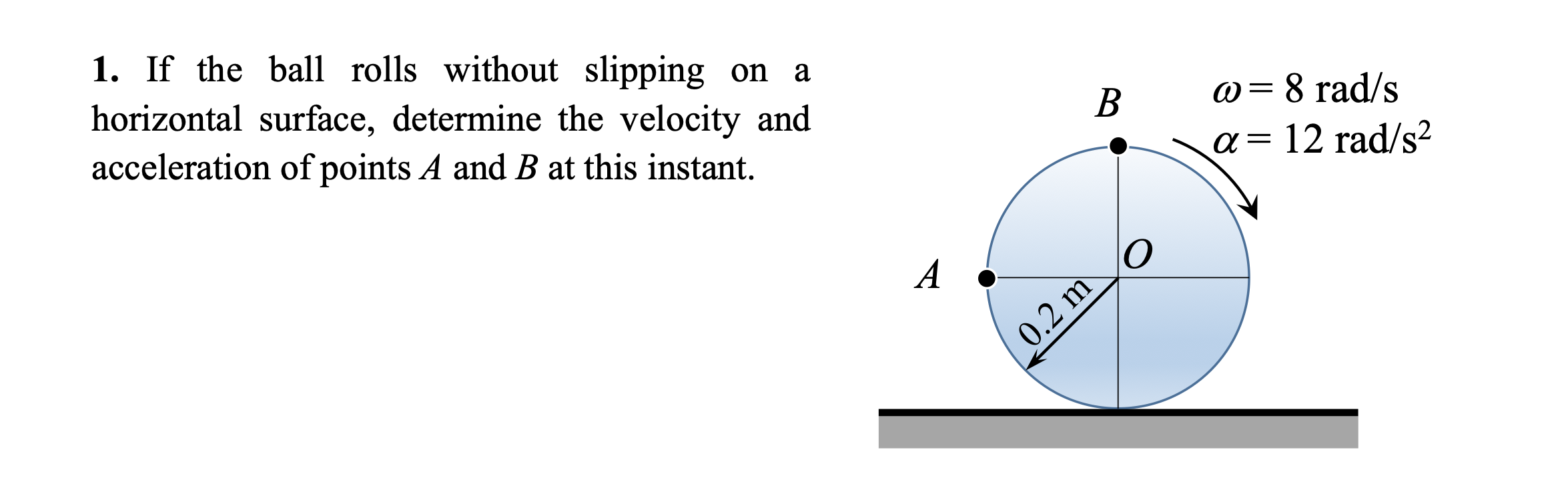 Solved 1. If the ball rolls without slipping on a horizontal