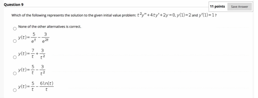 Solved Save Answer Question 9 11 points Which of the | Chegg.com