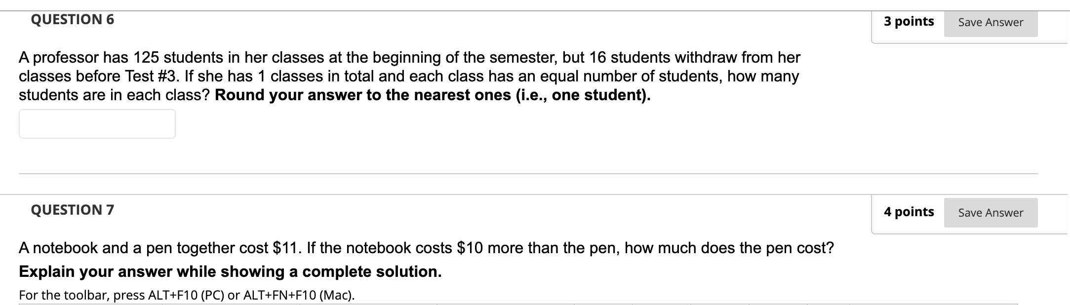 Solved QUESTION 6 3 points Save Answer A professor has 125 | Chegg.com