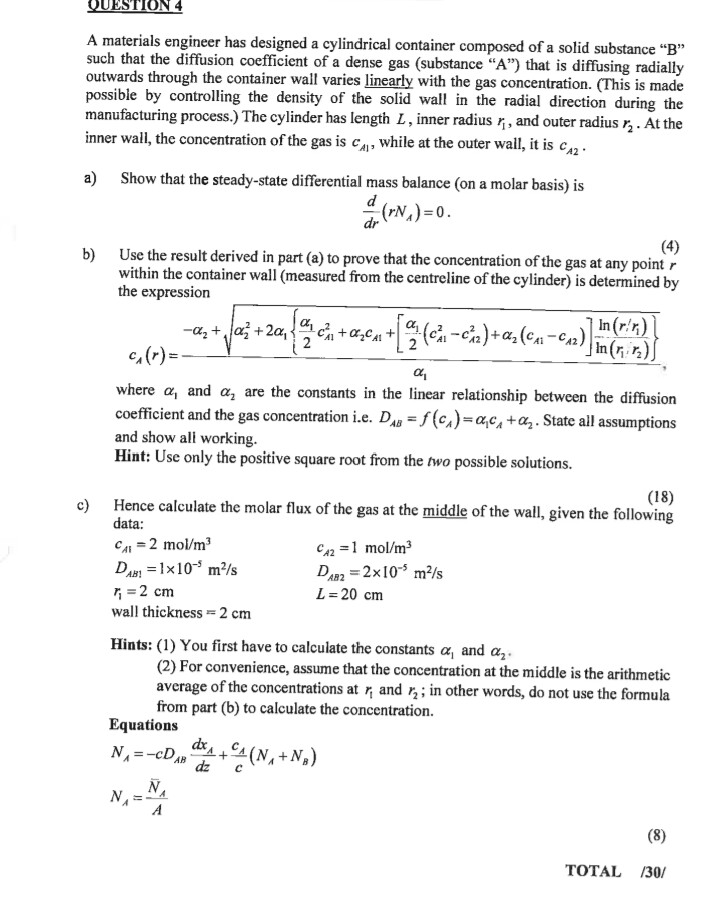 Question 4 A Materials Engineer Has Designed A 