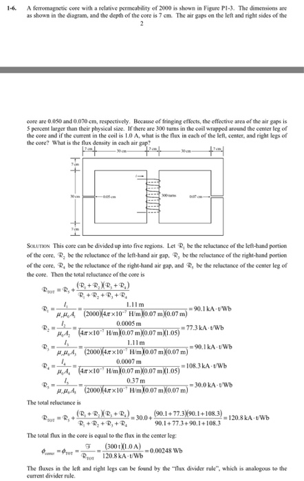 Solved 1-6. A ferromagnetie core with a relative | Chegg.com