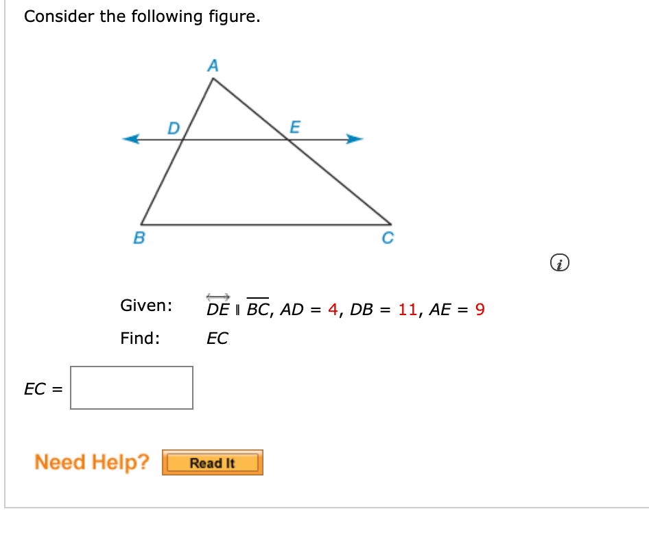 Solved Consider The Following Figure. А D E B. с Given: DE I | Chegg.com