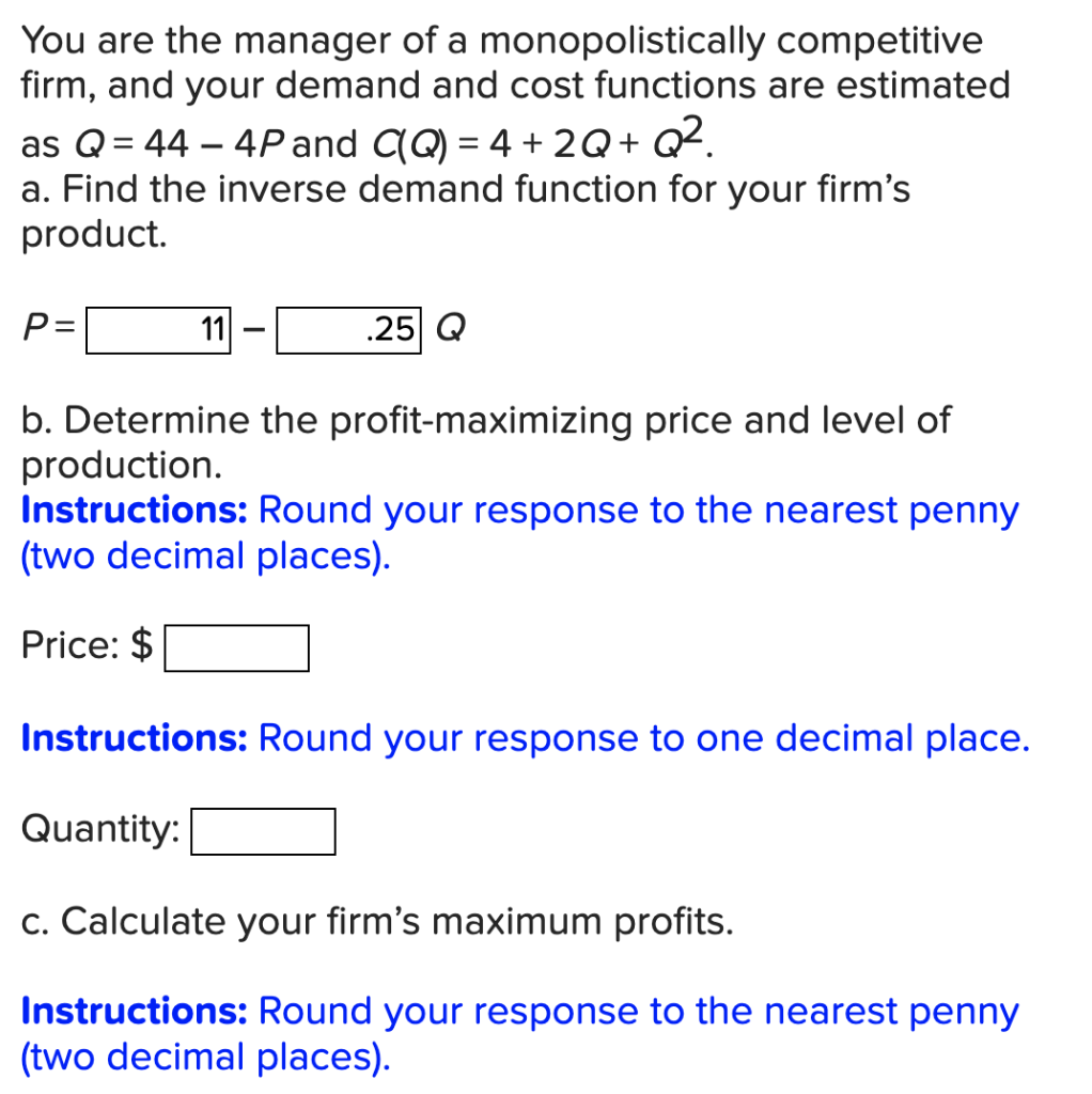 Solved You are the manager of a monopolistically competitive | Chegg.com