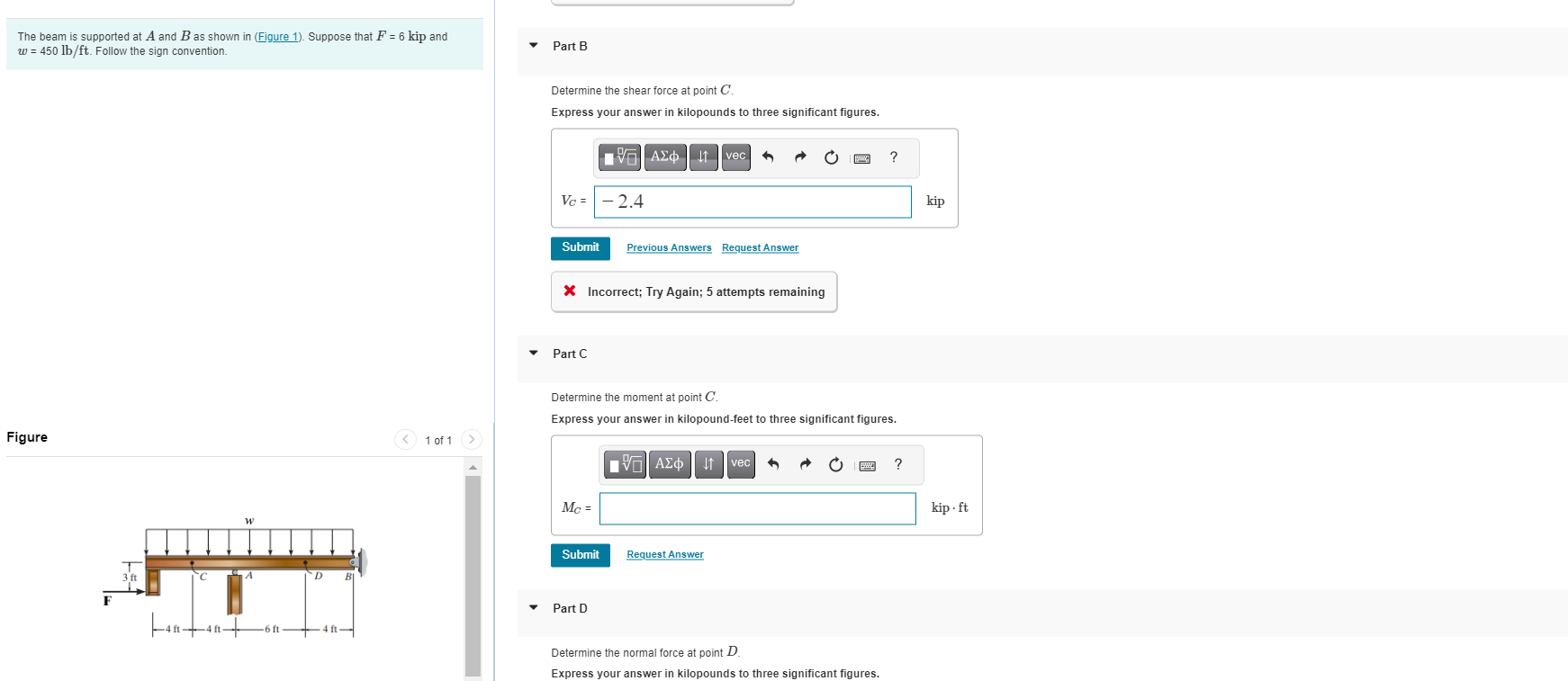 The beam is supported at A and B as shown in (Figure | Chegg.com