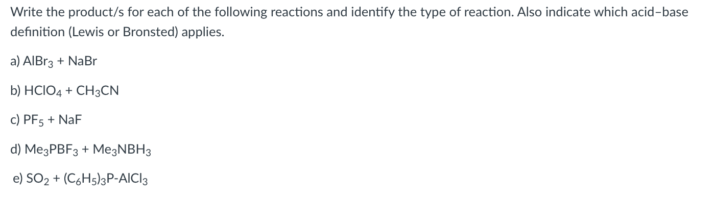 Solved Write the product/s for each of the following | Chegg.com