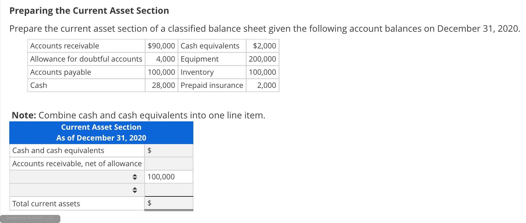 Solved Classifying Current and Noncurrent Assets and