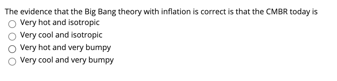 Solved The evidence that the Big Bang theory with inflation | Chegg.com