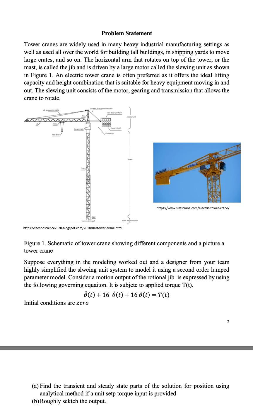 Solved Problem Statement Tower cranes are widely used in | Chegg.com