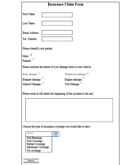 Solved Question 1 Design the form in HTML notepade | Chegg.com