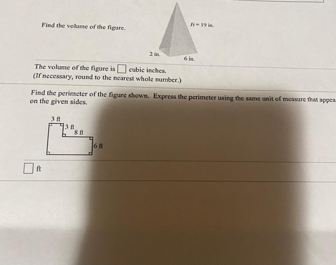 Solved Find The Volume Of The Figure. The Volume Of The | Chegg.com