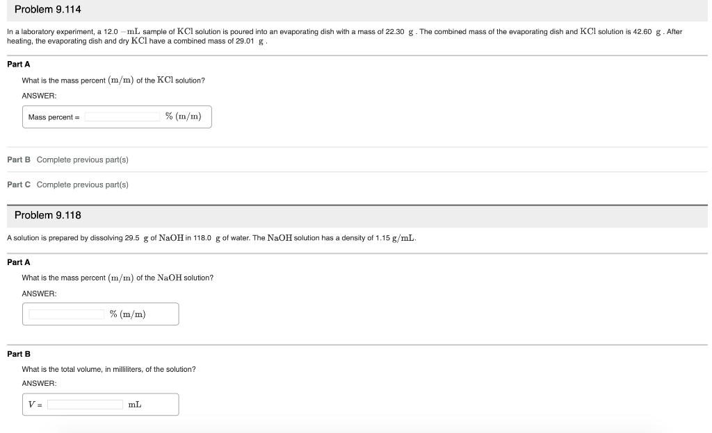Solved Problem 9.114 In a laboratory experiment, a 12.0 mL