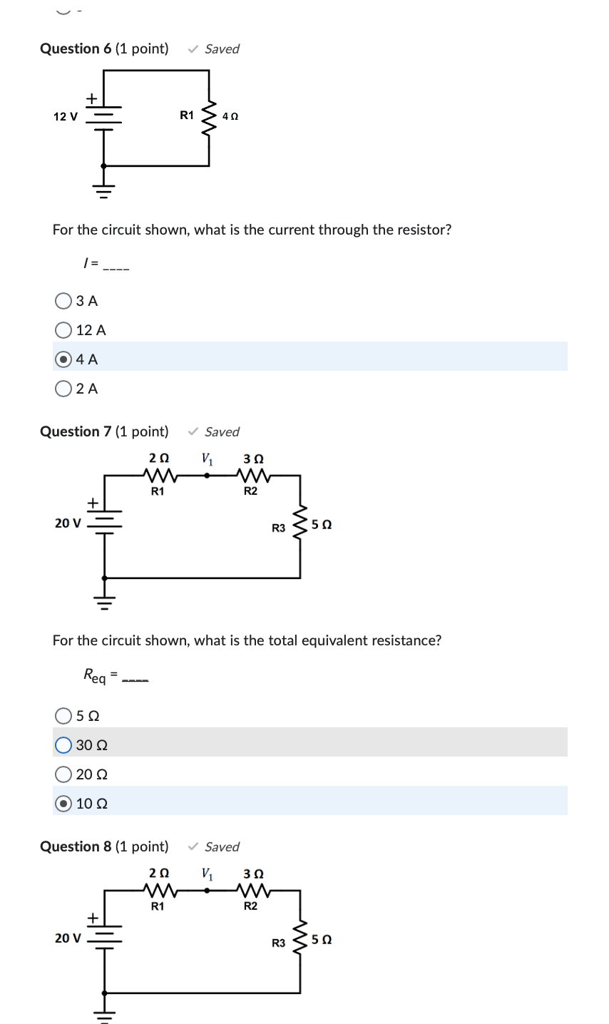 Solved Question 3 (1 point) The resistors shown between | Chegg.com