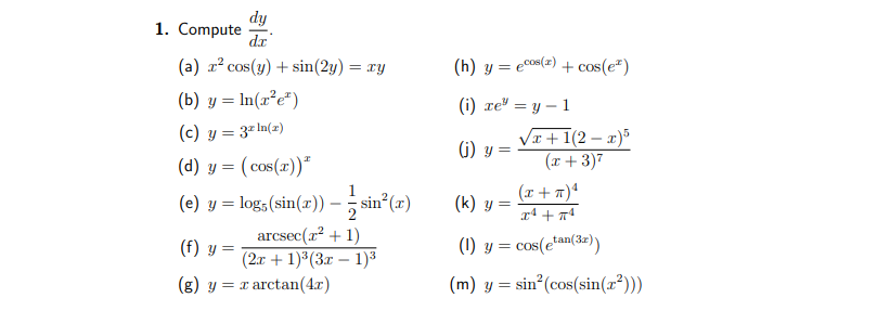 Solved Dy 1 Compute De H Y Cos X Cos E A X2 C Chegg Com