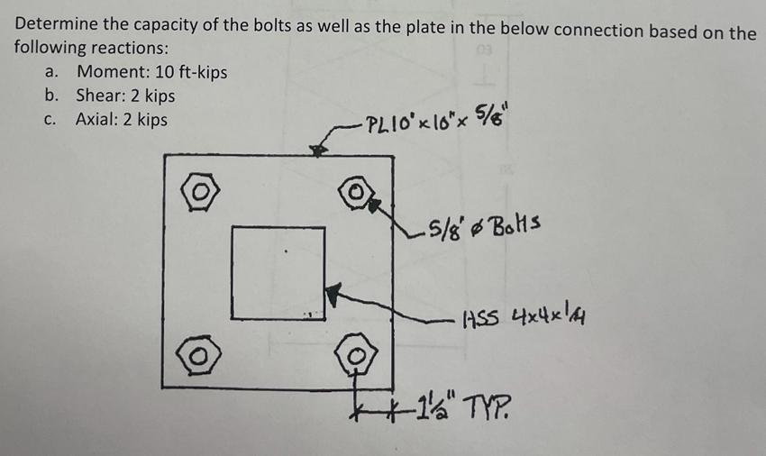 Solved Determine the capacity of the bolts as well as the | Chegg.com