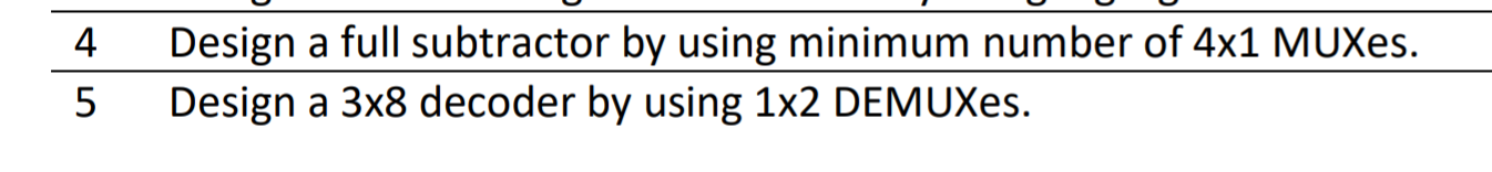 Solved 4 Design a full subtractor by using minimum number of | Chegg.com