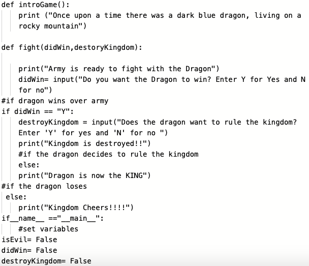 Hello I need help improving this text based dragon | Chegg.com